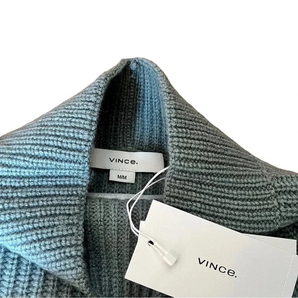 NWT Vince Wool Cashmere Mock Neck Ribbed Pullover Knit Sweater Size M - Picture 8 of 10